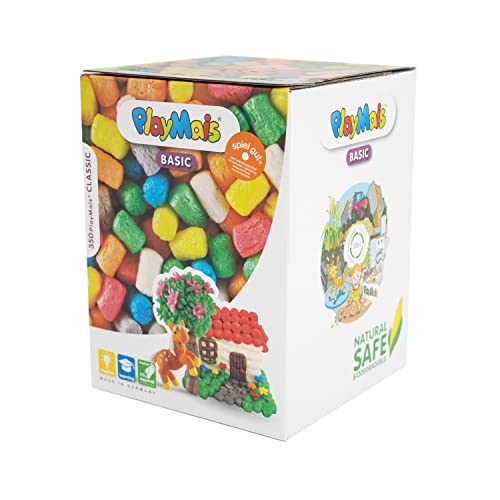 PlayMais Basic Medium Bastel-Set für Kinder ab 3 Jahren | Über 300 Stück zum Basteln | Natürliches Spielzeug | Fördert Kreativität & Motorik | Geschenk für Mädchen & Jungen von PlayMais