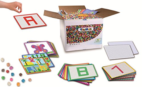 PlayMais EDULINE Mosaic Bastel-Set für Kinder ab 3 Jahren | Motorik-Spielzeug mit 12.000 50 Seiten Vorlagen zum Basteln & Lernen | Fördert Kreativität & Feinmotorik | Natürliches Spielzeug von PlayMais