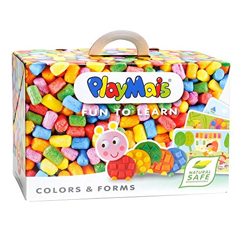 Playmais FUN TO LEARN Colors & Forms Bastel-Set für Kinder ab 3 Jahren I Motorik-Spielzeug mit 550 14 Motiv-Vorlagen zum Basteln I Fördert Kreativität & Feinmotorik I Natürliches Spielzeug von Playmais
