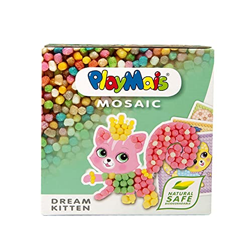 PlayMais MOSAIC Dream Kitten Kreativ-Set zum Basteln für Kinder ab 5 Jahren | Über 2.300 PlayMais & 6 Mosaik Klebebilder mit süßen Katzen | Fördert Kreativität & Feinmotorik | Natürliches Spielzeug von PlayMais