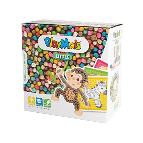 PlayMais Mosaic Little Zoo Kreativ-Set zum Basteln für Kinder ab 3 Jahren | Über 2.300 Stück & 6 Mosaik Klebebilder mit Zootieren | Fördert Kreativität & Feinmotorik | Natürliches Spielzeug von PlayMais
