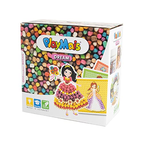PlayMais Mosaic Dream Princess Kreativ-Set zum Basteln für Kinder ab 3 Jahren | Über 2.300 6 Mosaik Klebebilder Prinzessinnen | Fördert Kreativität & Feinmotorik | Natürliches Spielzeug von PlayMais