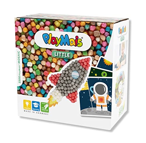 PlayMais Mosaic Little Cosmos Kreativ-Set zum Basteln für Kinder ab 3 Jahren | Über 2.300 6 Mosaik Klebebilder | Fördert Kreativität & Feinmotorik | Natürliches Spielzeug von PlayMais