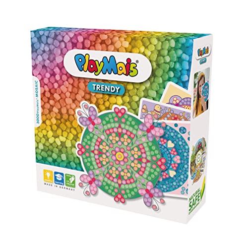 PlayMais TRENDY MOSAIC Mandala Kreativ-Set zum Basteln für Kinder ab 6 Jahren | Über 3.000 Stück & 6 Mosaik Klebebilder mit Mandalas | Fördert Kreativität & Feinmotorik | Natürliches Spielzeug von PlayMais
