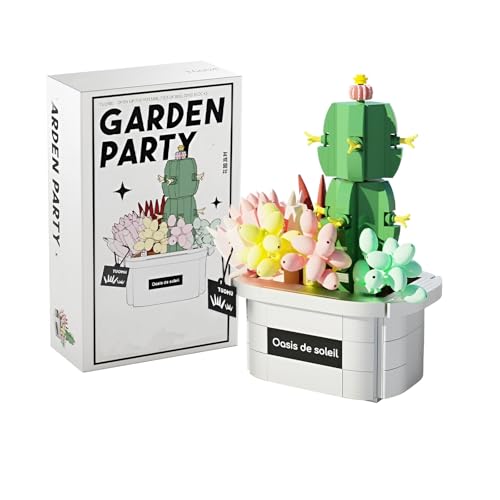 Blumenstrauß Bausteine Bausatz, 422 Teile Künstliche Sukkulenten Kakteen Klemmbausteine, DIY Kunstblumen Pflanzenstrauß Bausteine Modell Haus Büro Deko, Geschenk für Frauen Mädchen von PlaySynthe