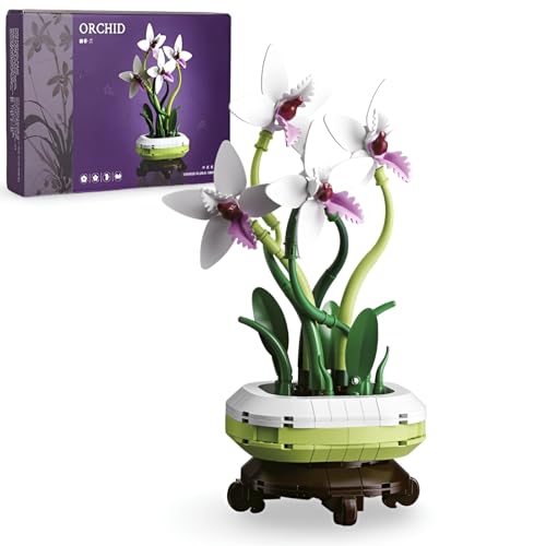 Orchidee Blume Bausteine Bausatz, Orchid Blumenstrauß Klemmbausteine, Kunstblumen Pflanzen Modell Bausatz, Geschenk für Frauen Mädchen, 277 Teile Orchidee Blume Bausteine Bausatz, Orchid Blumenstrauß Klemmbausteine, Kunstblumen Pflanzen Modell Bausatz, Geschenk für Frauen Mädchen, 277 Teile von PlaySynthe