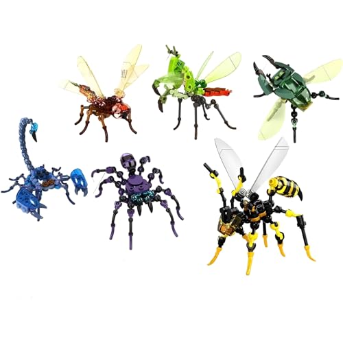PlaySynthe 6 Set Insekten Tiere Bausteine, 435 Teile Mini Insekt Klemmbausteine Set, Mikro Tier Modell Spielzeug Bausatz, Geschenk für Erwachsene Jungen Mädchen PlaySynthe 6 Set Insekten Tiere Bausteine, 435 Teile Mini Insekt Klemmbausteine Set, Mikro Tier Modell Spielzeug Bausatz, Geschenk für Erwachsene Jungen Mädchen von PlaySynthe