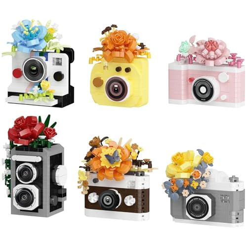PlaySynthe 6 Set Retro Kamera Bausteine Bausatz, Mini Blumen Kamera Klemmbausteine, Mikro Vintage Kameras Bausatz Modell Spielzeug, Geschenk für Fotografie Fans, 1652 Teile PlaySynthe 6 Set Retro Kamera Bausteine Bausatz, Mini Blumen Kamera Klemmbausteine, Mikro Vintage Kameras Bausatz Modell Spielzeug, Geschenk für Fotografie Fans, 1652 Teile von PlaySynthe