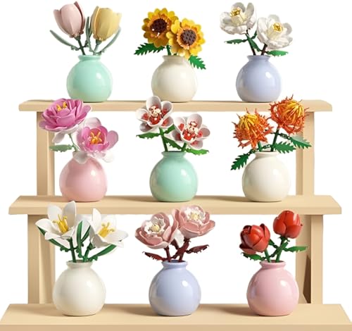 PlaySynthe 9 Set Botanisches Blumen Bausteine, 850 Teile Mini Blumenstrauß Klemmbausteine, Kunstblumen Pflanzen Bausatz Modell, Geschenk für Frauen Mädchen PlaySynthe 9 Set Botanisches Blumen Bausteine, 850 Teile Mini Blumenstrauß Klemmbausteine, Kunstblumen Pflanzen Bausatz Modell, Geschenk für Frauen Mädchen von PlaySynthe