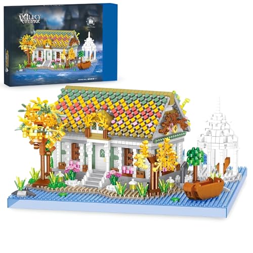 PlaySynthe Architektur Strandhaus Bausteine, 2710 Teile Mikro Japanischer Ruhiger Garten KLemmbausteine, Mini Architektur Bausatz Modell Spielzeug, Geschenke für Erwachsene und Kinder von PlaySynthe