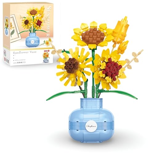 PlaySynthe Blumen Bausteine Bausatz, 559 Teile Sonnenblumenstrauß Klemmbausteine, Mini Kunstblumen Pflanzen Bausatz Modell Haus Büro Deko, Geschenk für Frauen Mädchen PlaySynthe Blumen Bausteine Bausatz, 559 Teile Sonnenblumenstrauß Klemmbausteine, Mini Kunstblumen Pflanzen Bausatz Modell Haus Büro Deko, Geschenk für Frauen Mädchen von PlaySynthe