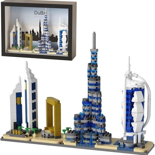 PlaySynthe Dubai Skyline Architektur Bausteine, 757 Teile Mikro Weltberühmtes Architektur Klemmbausteine Modell, Mini Architekturs Wandkunst Bausatz Spielzeug, Geschenke für Wahrzeichen Liebhaber PlaySynthe Dubai Skyline Architektur Bausteine, 757 Teile Mikro Weltberühmtes Architektur Klemmbausteine Modell, Mini Architekturs Wandkunst Bausatz Spielzeug, Geschenke für Wahrzeichen Liebhaber von PlaySynthe