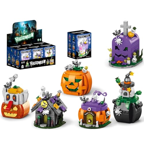 PlaySynthe Halloween Bausteine, 899 Teile Geisterhaus, Kürbiskutsche, Totenkopf Klemmbausteine Bausatz, Gruseliges Halloween Party Modell Spielzeug, Geschenk für Kinder und Erwachsene PlaySynthe Halloween Bausteine, 899 Teile Geisterhaus, Kürbiskutsche, Totenkopf Klemmbausteine Bausatz, Gruseliges Halloween Party Modell Spielzeug, Geschenk für Kinder und Erwachsene von PlaySynthe