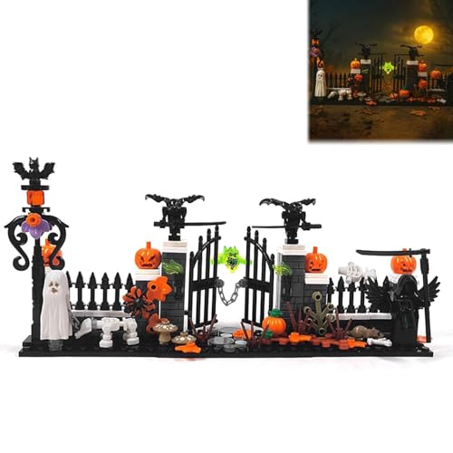 PlaySynthe Halloween Friedhof Bausteine, 258 Teile Geisterhaus Klemmbausteine, Gruseliges Zombie Thema Bausatz Modell Spielzeug, Geschenk für Kinder und Erwachsene von PlaySynthe