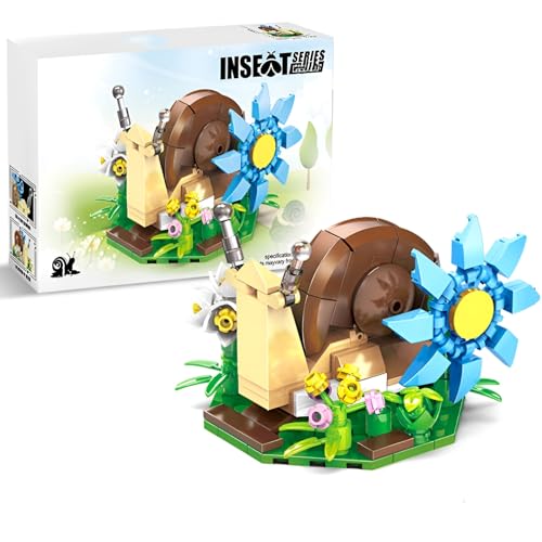 PlaySynthe Insekt Tier Bausteine Spielzeug, 134 Teile Schnecke Niedliches Bausteine Bausatz, Mini Insekt Klemmbausteine Set, Mikro Tier Modell Spielzeug, Geschenk für Erwachsene Jungen Mädchen von PlaySynthe