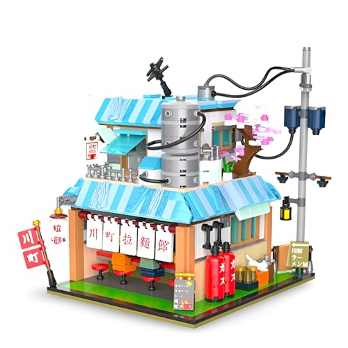 PlaySynthe Japanischer Ramen Shop Bausteine, 1100 Teile Mini Japanische Straßenansicht Klemmbausteine, Kreatives DIY Architektur Modell Bausatz Spielzeug, Geschenke für Kinder und Erwachsene von PlaySynthe
