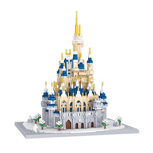 PlaySynthe Magisches Schloss Bausteine Bausatz, 4775 Teile Mikro Schneeschloss Klemmbausteine, STEM Sammlerstück Architektur Modell Spielzeug, Geschenke für Kinder und Erwachsene von PlaySynthe