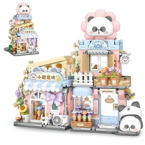 PlaySynthe Mini Street View City Blumenladen Bausteine, Niedliche Panda Tiere Klemmbausteine, Kreatives Architektur Modell Bausatz Spielzeug, Geschenk für Erwachsene und Kinder, 810 Teile PlaySynthe Mini Street View City Blumenladen Bausteine, Niedliche Panda Tiere Klemmbausteine, Kreatives Architektur Modell Bausatz Spielzeug, Geschenk für Erwachsene und Kinder, 810 Teile von PlaySynthe