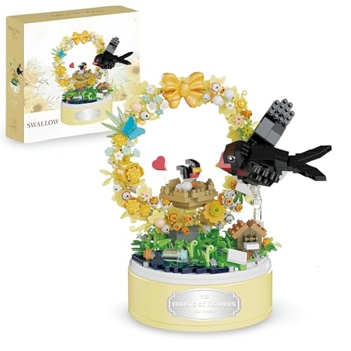 PlaySynthe Mondblumen Spieluhr Bausteine, 723 Teile Mikro Schwarzem Vogel und Blume Bauspielzeug, Mini Vogel Klemmbausteine, STEM Mini Tiere Bausatz Modell, Geschenk für Kinder und Erwachsene PlaySynthe Mondblumen Spieluhr Bausteine, 723 Teile Mikro Schwarzem Vogel und Blume Bauspielzeug, Mini Vogel Klemmbausteine, STEM Mini Tiere Bausatz Modell, Geschenk für Kinder und Erwachsene von PlaySynthe