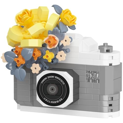 PlaySynthe Retro Kamera Bausteine Bausatz, Mini Graue Rose Blumen Kamera Klemmbausteine, Mikro Vintage Kameras Bausatz Modell Spielzeug, Geschenk für Fotografie Fans, 285 Teile PlaySynthe Retro Kamera Bausteine Bausatz, Mini Graue Rose Blumen Kamera Klemmbausteine, Mikro Vintage Kameras Bausatz Modell Spielzeug, Geschenk für Fotografie Fans, 285 Teile von PlaySynthe