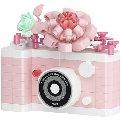PlaySynthe Retro Kamera Bausteine Bausatz, Mini Pink Jasmine Time Blumen Kamera Klemmbausteine, Mikro Vintage Kameras Bausatz Modell Spielzeug, Geschenk für Fotografie Fans, 300 Teile PlaySynthe Retro Kamera Bausteine Bausatz, Mini Pink Jasmine Time Blumen Kamera Klemmbausteine, Mikro Vintage Kameras Bausatz Modell Spielzeug, Geschenk für Fotografie Fans, 300 Teile von PlaySynthe