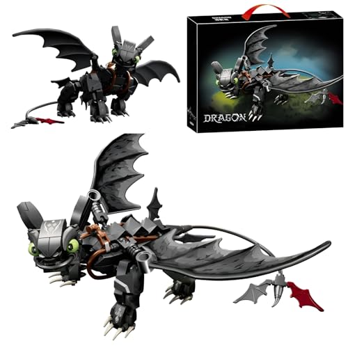 PlaySynthe Schwarz Drachen Baustein Bausatz, 408 Teile Kreatives Drache Klemmbausteine, Film Tiere Bausteine Modell Spielzeug, Geschenk für Erwachsene und Jugendliche PlaySynthe Schwarz Drachen Baustein Bausatz, 408 Teile Kreatives Drache Klemmbausteine, Film Tiere Bausteine Modell Spielzeug, Geschenk für Erwachsene und Jugendliche von PlaySynthe
