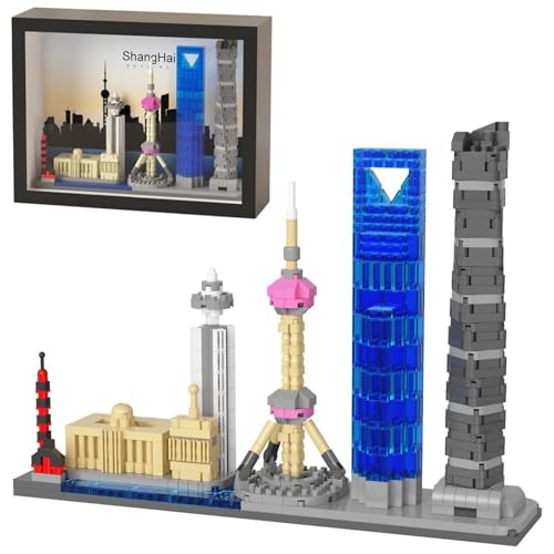 PlaySynthe Shanghai Skyline Architektur Bausteine, 711 Teile Mikro Weltberühmtes Architektur Klemmbausteine Modell, Mini Architekturs Wandkunst Bausatz Spielzeug, Geschenke für Wahrzeichen Liebhaber PlaySynthe Shanghai Skyline Architektur Bausteine, 711 Teile Mikro Weltberühmtes Architektur Klemmbausteine Modell, Mini Architekturs Wandkunst Bausatz Spielzeug, Geschenke für Wahrzeichen Liebhaber von PlaySynthe