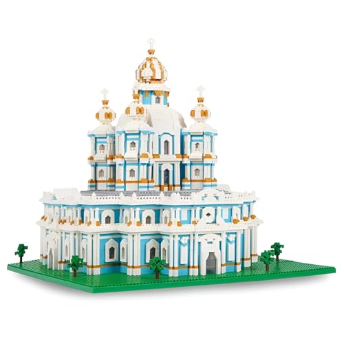 PlaySynthe Smolny Kathedrale Bausteine, Mini Kathedrale Klemmbausteine, Weltberühmtes Architektur Modell Spielzeug Bausatz, Geschenke für Kinder and Erwachsene, 3737 Teile von PlaySynthe