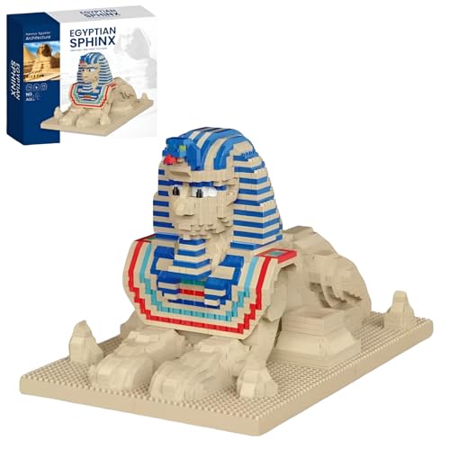 PlaySynthe Sphinx Bausteine, 2800+ Teile Mini Ägypten Architektur Klemmbausteine, Weltberühmtes Architektur Modell Spielzeug Bausatz, Geschenke für Kinder and Erwachsene von PlaySynthe