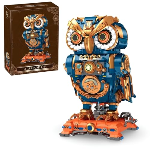 PlaySynthe Steampunk Eule Bausteine, 3210 Teile STEM Eagle Klemmbausteine, Magische Vögel Tiere Ziegel Modell Spielzeug, Geschenke für Jungen und Mädchen von PlaySynthe