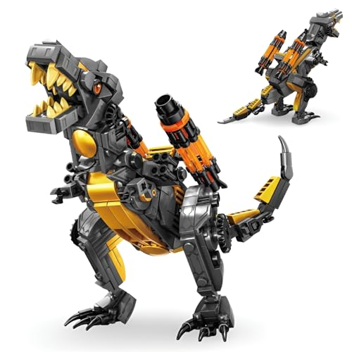 PlaySynthe Technik Dinosaurier Bausteine, 358 Teile Mechanisierter Tyrannosaurus Rex Klemmbausteine, STEM Tier Bausatz Modell Spielzeug, Geschenk für Erwachsene und Kinder von PlaySynthe