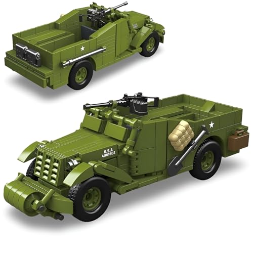 PlaySynthe Technik Militärfahrzeuge Bausteine, M6 M3A1 Aufklärungsfahrzeug Klemmbausteine, WW2 Militär Gepanzertes Fahrzeug Bausatz Modell, Geschenke für Erwachsene und Militärfans, 300 Teile PlaySynthe Technik Militärfahrzeuge Bausteine, M6 M3A1 Aufklärungsfahrzeug Klemmbausteine, WW2 Militär Gepanzertes Fahrzeug Bausatz Modell, Geschenke für Erwachsene und Militärfans, 300 Teile von PlaySynthe