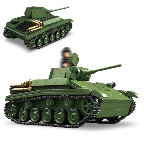 PlaySynthe Technik Panzer Bausteine Bausatz, 689 Teile T-70 Leicht Panzer Klemmbausteine, WW2 Militär Gepanzertes Fahrzeug Bausateine Modell, Geschenke für Militärfans und Erwachsene PlaySynthe Technik Panzer Bausteine Bausatz, 689 Teile T-70 Leicht Panzer Klemmbausteine, WW2 Militär Gepanzertes Fahrzeug Bausateine Modell, Geschenke für Militärfans und Erwachsene von PlaySynthe