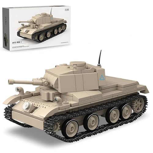 PlaySynthe Technik Panzer Bausteine Bausatz, A13 MK I Panzer Klemmbausteine, WW2 Militär Gepanzertes Fahrzeug Bausteine Modell, Geschenke für Erwachsene und Militärfans, 375 Teile PlaySynthe Technik Panzer Bausteine Bausatz, A13 MK I Panzer Klemmbausteine, WW2 Militär Gepanzertes Fahrzeug Bausteine Modell, Geschenke für Erwachsene und Militärfans, 375 Teile von PlaySynthe
