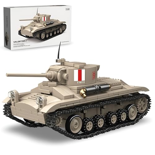 PlaySynthe Technik Panzer Bausteine Bausatz, Valentine.I Panzer Klemmbausteine, WW2 Militär Gepanzertes Fahrzeug Bausteine Modell, Geschenke für Erwachsene und Militärfans, 469 Teile PlaySynthe Technik Panzer Bausteine Bausatz, Valentine.I Panzer Klemmbausteine, WW2 Militär Gepanzertes Fahrzeug Bausteine Modell, Geschenke für Erwachsene und Militärfans, 469 Teile von PlaySynthe