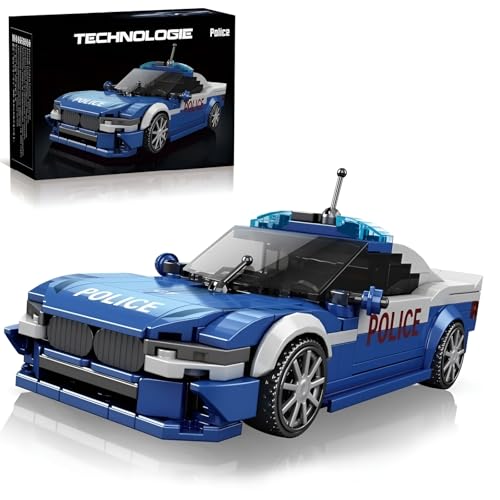 PlaySynthe Technik Polizeiwagen Bausteine, 313 Teile Polizeiwagen Klemmbausteine, Superfahrzeug Modell Bausatz Spielzeug, Geschenk für Erwachsene und Kinder von PlaySynthe