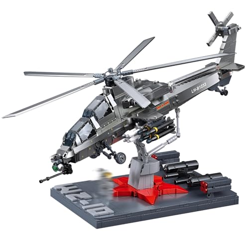 PlaySynthe WZ-10S Kampfhubschrauber Bausateine, 914 Teile Militärisches Kampfflugzeug Klemmbausteine, Sammler Ausstellungsflugzeug Bausatz Modell Spielzeug, Geschenk für Erwachsene und Militärfans PlaySynthe WZ-10S Kampfhubschrauber Bausateine, 914 Teile Militärisches Kampfflugzeug Klemmbausteine, Sammler Ausstellungsflugzeug Bausatz Modell Spielzeug, Geschenk für Erwachsene und Militärfans von PlaySynthe