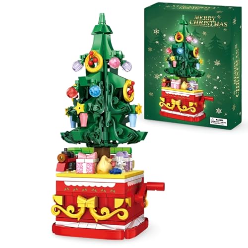 PlaySynthe Weihnachts Bausteine, 366 Teile Weihnachtsbaum Klemmbausteine, Weihnachts Architektur Bausatz Modell Spielzeug, Geschenke für Kinder und Erwachsene von PlaySynthe