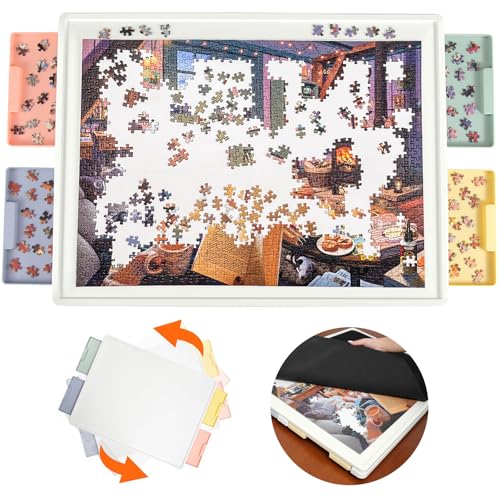 Playboda 1000-Teile Drehbares Puzzlebrett aus Kunststoff mit Schubladen und Abdeckung, 76 x 56 cm Tragbarer Drehbarer Puzzletisch für Erwachsene, Verbesserter Drehteller Playboda 1000-Teile Drehbares Puzzlebrett aus Kunststoff mit Schubladen und Abdeckung, 76 x 56 cm Tragbarer Drehbarer Puzzletisch für Erwachsene, Verbesserter Drehteller von Playboda