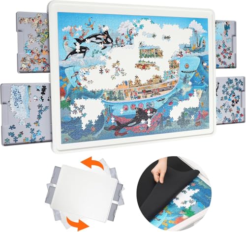 Playboda Drehbares Kunststoff-Puzzlebrett mit Schubladen und Abdeckung, 88,9 x 68,6 cm, tragbarer drehbarer Puzzle-Tisch für Erwachsene, verbessertes Lazy Susan, ideales Geschenk für Mutter, 1500 Playboda Drehbares Kunststoff-Puzzlebrett mit Schubladen und Abdeckung, 88,9 x 68,6 cm, tragbarer drehbarer Puzzle-Tisch für Erwachsene, verbessertes Lazy Susan, ideales Geschenk für Mutter, 1500 von Playboda