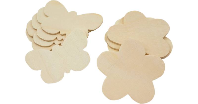 Holzfiguren Schmetterlinge & Blumen, 12 Stück von Playbox