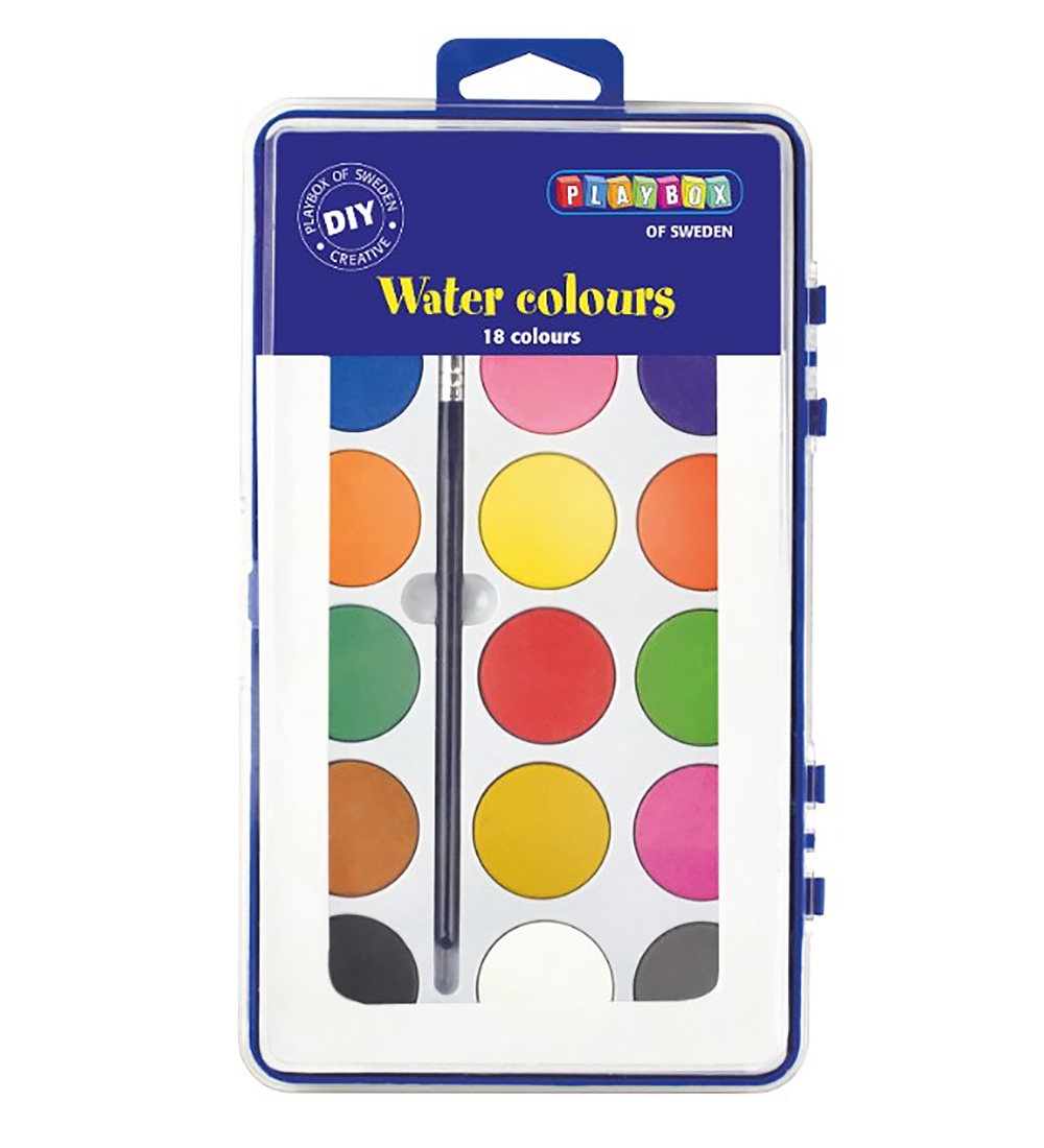 Playbox Aquarell m. Pinsel - 18 Farben - Playbox - One Size - Buntstiftsets Playbox Aquarell m. Pinsel - 18 Farben - Playbox - One Size - Buntstiftsets von Playbox