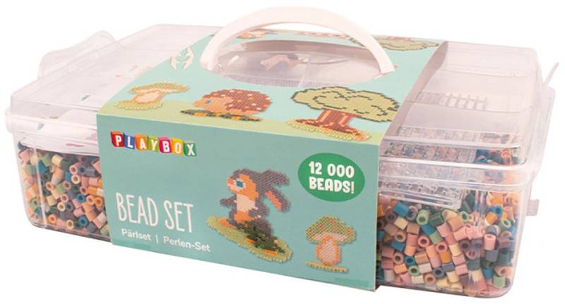 Playbox Basteltasche mit Bügelperlen Matt-Pastell-Mix 12000 Teile von Playbox