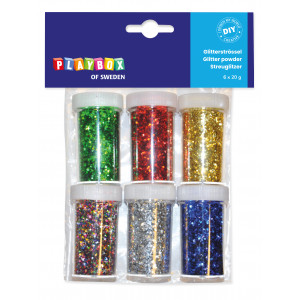 Playbox Deko-Glitter/Glimmer Basisfarben 20g - 6 Stk von Playbox