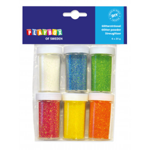 Playbox Deko-Glitter/Glimmer Pastellfarben 20g - 6 Stk von Playbox