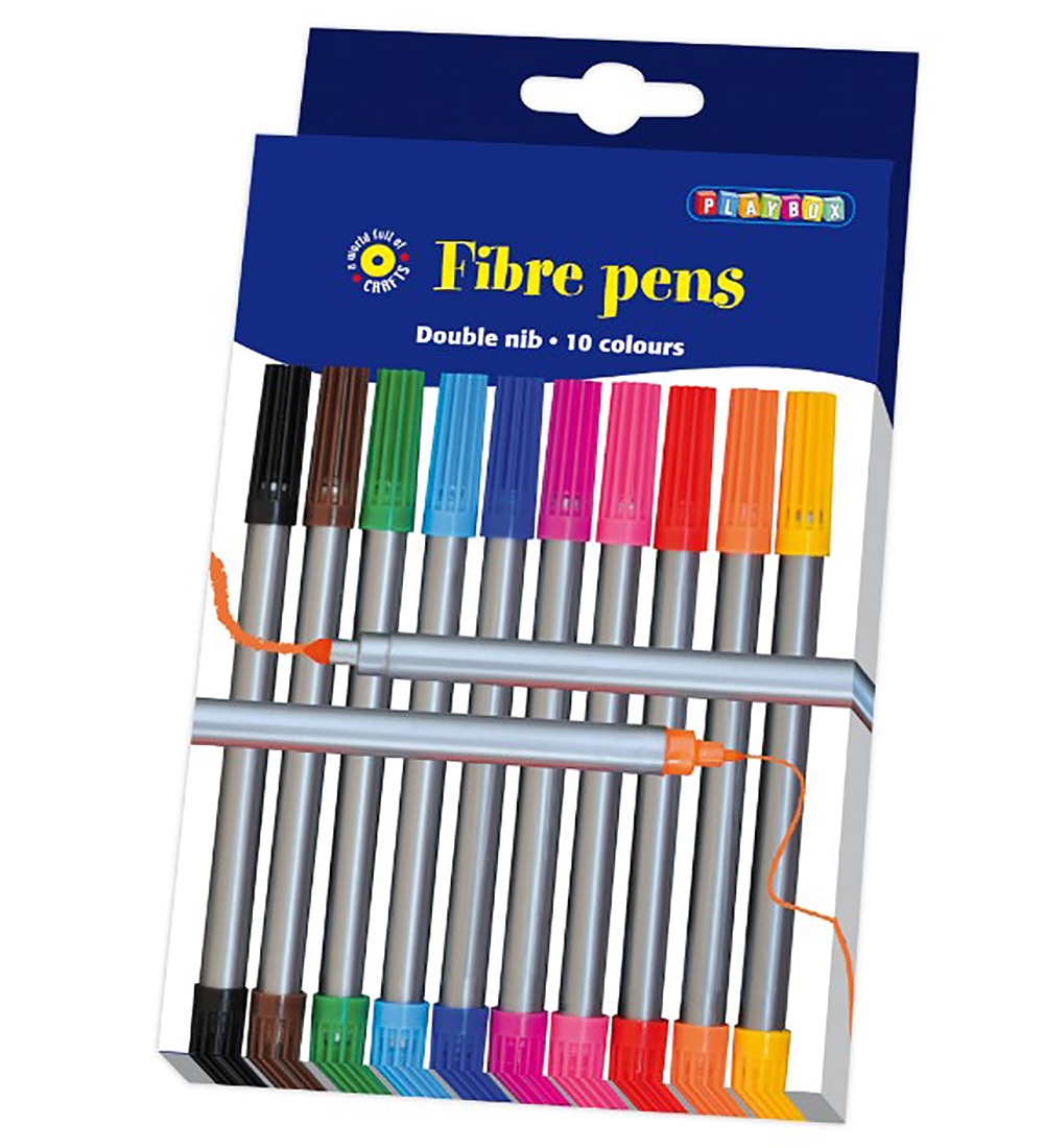 Playbox Faserbürsten - Doppelte Spitze - 10 st. - Playbox - One Size - Filzstifte Playbox Faserbürsten - Doppelte Spitze - 10 st. - Playbox - One Size - Filzstifte von Playbox