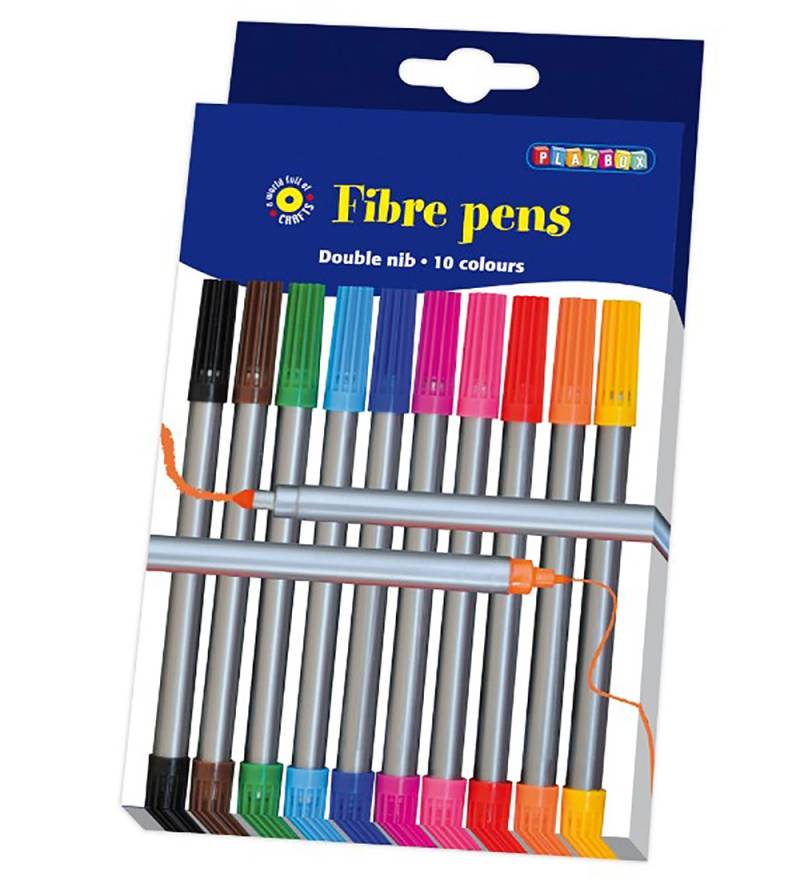 Playbox Faserbürsten - Doppelte Spitze - 10 st. - Playbox - One Size - Filzstifte Playbox Faserbürsten - Doppelte Spitze - 10 st. - Playbox - One Size - Filzstifte von Playbox