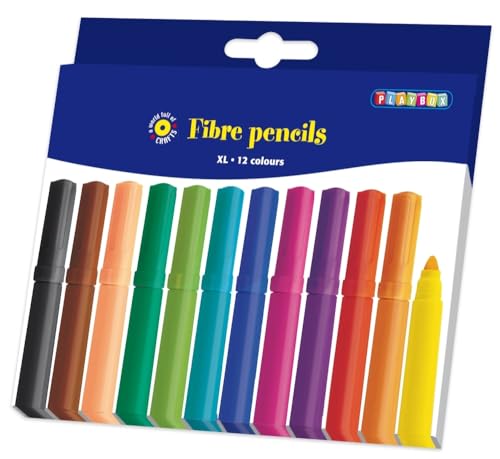 Playbox PBX2470500 Faserstift, 12 Stück, dick, Durchmesser 12,5 cm, Durchmesser 1,5 cm, Mehrfarbig Playbox PBX2470500 Faserstift, 12 Stück, dick, Durchmesser 12,5 cm, Durchmesser 1,5 cm, Mehrfarbig von Playbox