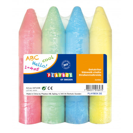Playbox Straßenkreide Jumbo Farbenmix 19,5cm - 4 Stk von Playbox