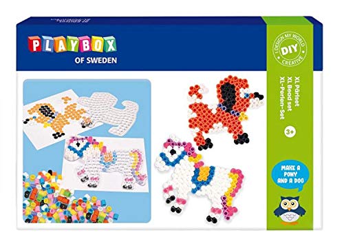 Playbox XL-Bügelperlen-Set Pferd & Hund, 600 Perlen & Zubehör von Playbox